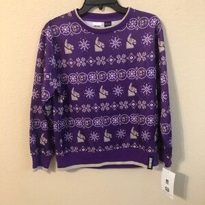 Fortnite & Snowflakes Long Sleeve Holiday Top Purple Ugly Christmas Sweater NWT